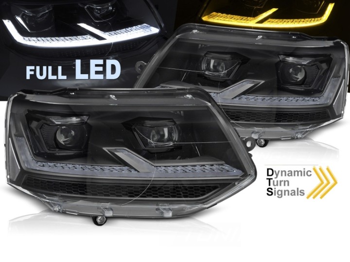 Full LED prednja svjetla SEQ žmigavci (crna) / VW Transporter Caravelle Multivan T5.1 Facelift (2010-2015), LPVX32