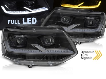 Full LED prednja svjetla SEQ žmigavci (crna) / VW Transporter Caravelle Multivan T5.1 Facelift (2010-2015), LPVX32