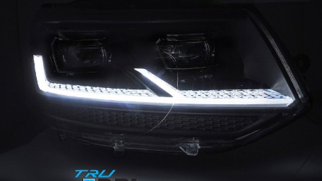 Full LED prednja svjetla SEQ žmigavci (crna) / VW Transporter Caravelle Multivan T5.1 Facelift (2010-2015), LPVX32