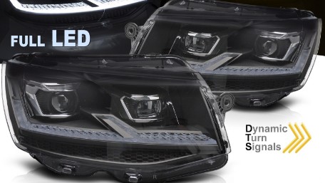 Full LED prednja svjetla SEQ žmigavci (crna/chrome) / VW T6 (2015-2019), LPVX35