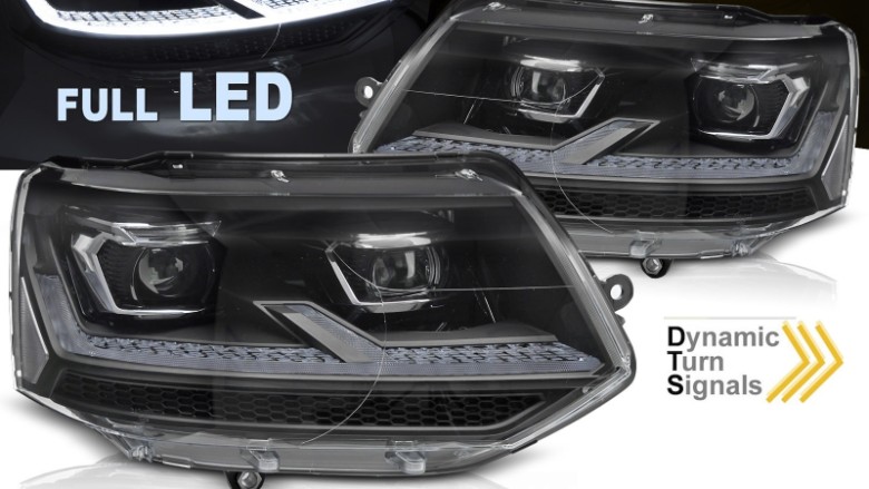 Full LED prednja svjetla SEQ žmigavci (crna/chrome) / VW Transporter Caravelle Multivan T5.1 Facelift (2010-2015), LPVX31