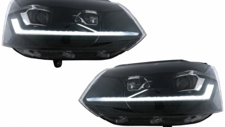 Full LED prednja svjetla SEQ žmigavci (crna/chrome) / VW Transporter Caravelle Multivan T5.1 Facelift (2010-2015), LPVX31