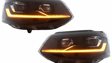 Full LED prednja svjetla SEQ žmigavci (crna/chrome) / VW Transporter Caravelle Multivan T5.1 Facelift (2010-2015), LPVX31