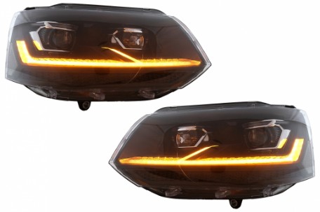 Full LED prednja svjetla SEQ žmigavci (crna/chrome) / VW Transporter Caravelle Multivan T5.1 Facelift (2010-2015), LPVX31