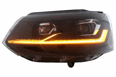 Full LED prednja svjetla SEQ žmigavci (crna/chrome) / VW Transporter Caravelle Multivan T5.1 Facelift (2010-2015), LPVX31