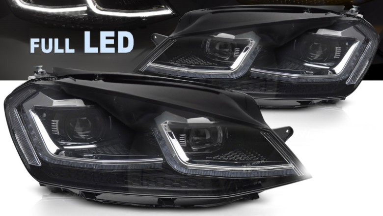 Full LED prednja svjetla SEQ žmigavci Facelift G7.5 R line look / VW Golf 7 VII (2012-2017), LPVX07