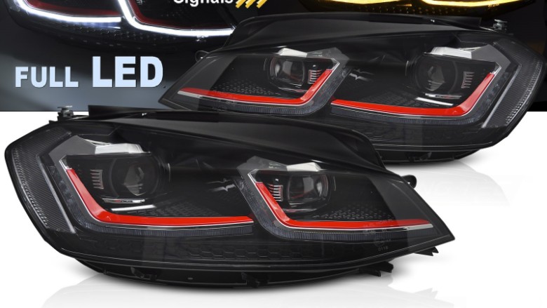 Full LED prednja svjetla SEQ žmigavci GTI look / VW Golf 7.5 Facelift (2017-2019), LPVX12