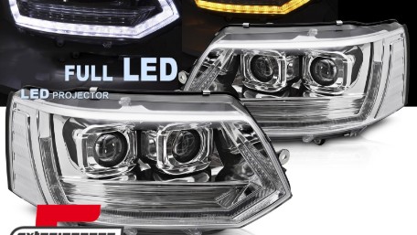 Full LED prednja svjetla SEQ žmigavci T6 look (chrome) / VW Transporter Caravelle Multivan T5.1 Facelift (2010-2015), LPVWY7