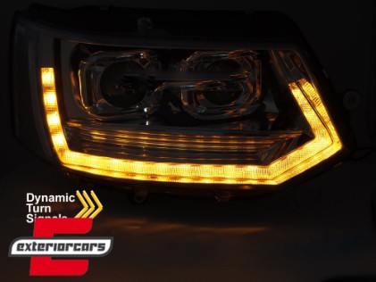 Full LED prednja svjetla SEQ žmigavci T6 look (chrome) / VW Transporter Caravelle Multivan T5.1 Facelift (2010-2015), LPVWY7
