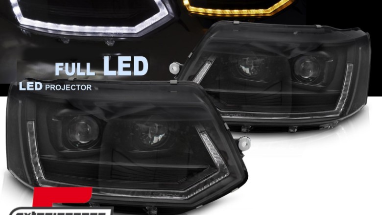 Full LED prednja svjetla SEQ žmigavci T6 look (crna) / VW Transporter Caravelle Multivan T5.1 Facelift (2010-2015), LPVWY8