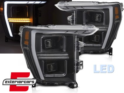 Full LED prednja svjetla SEQ žmigavci TubeLight dizajn (crna) / FORD F150 Mk14 (2020-2023), LPFOC2