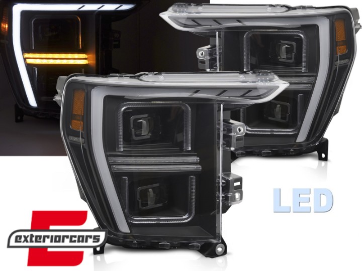 Full LED prednja svjetla SEQ žmigavci TubeLight dizajn (crna) / FORD F150 Mk14 (2020-2023), LPFOC2
