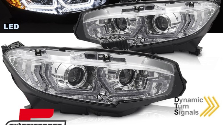 Full LED prednja svjetla TruDRL SEQ žmigavci (chrome) / Honda Civic Mk10 (2016-2021) Limuzina & Hatchback, LPHO38