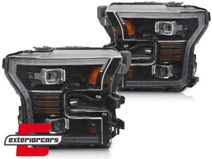 Full LED prednja svjetla TruDRL SEQ žmigavci (crna) / FORD F150 Mk13 (2014-2017), LPFOA7