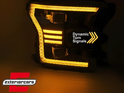 Full LED prednja svjetla TruDRL SEQ žmigavci (crna) / FORD F150 Mk13 (2014-2017), LPFOA7