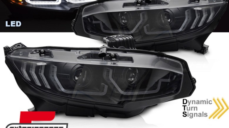 Full LED prednja svjetla TruDRL SEQ žmigavci (crna) / Honda Civic Mk10 (2016-2021) Limuzina & Hatchback, LPHO39