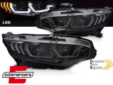 Full LED prednja svjetla TruDRL SEQ žmigavci (crna) / Honda Civic Mk10 (2016-2021) Limuzina & Hatchback, LPHO39