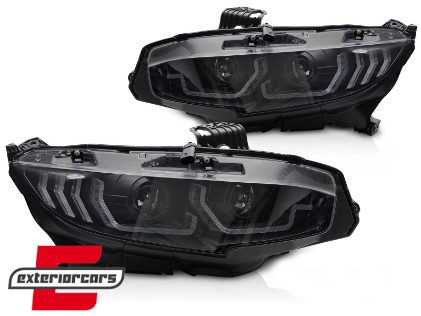 Full LED prednja svjetla TruDRL SEQ žmigavci (crna) / Honda Civic Mk10 (2016-2021) Limuzina & Hatchback, LPHO39