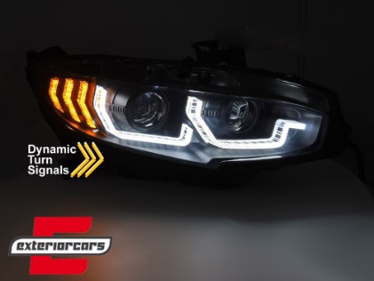 Full LED prednja svjetla TruDRL SEQ žmigavci (crna) / Honda Civic Mk10 (2016-2021) Limuzina & Hatchback, LPHO39
