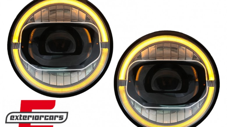 Full LED prednji farovi Angel Eye za pretvorbu u 2018 model / Jeep Wrangler JK (2007-2017), HLJEWJKLED