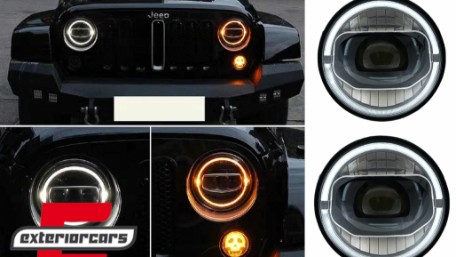 Full LED prednji farovi Angel Eye za pretvorbu u 2018 model / Jeep Wrangler JK (2007-2017), HLJEWJKLED