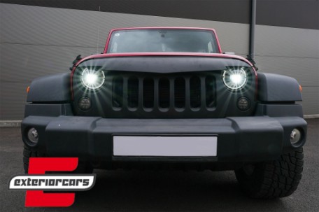 Full LED prednji farovi Angel Eye za pretvorbu u 2018 model / Jeep Wrangler JK (2007-2017), HLJEWJKLED
