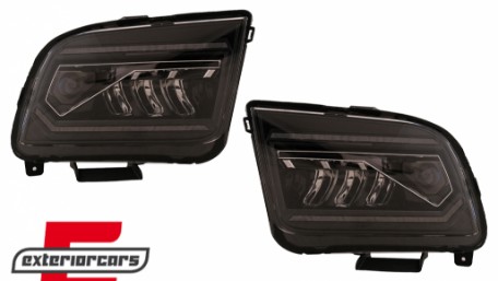 Full LED prednji farovi SEQ žmigavci (crna) / Ford Mustang V (2004-2009), HLFOMUFLED