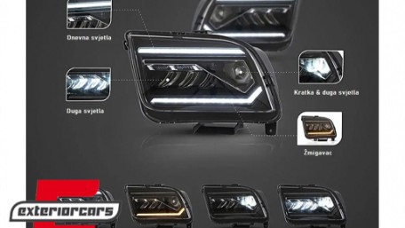 Full LED prednji farovi SEQ žmigavci (crna) / Ford Mustang V (2004-2009), HLFOMUFLED