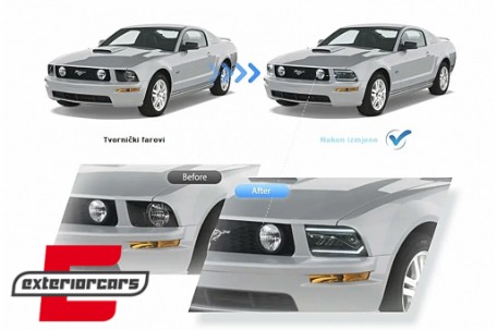 Full LED prednji farovi SEQ žmigavci (crna) / Ford Mustang V (2004-2009), HLFOMUFLED