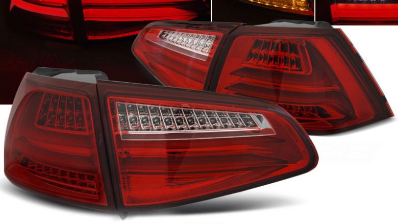 Full LED stražnja svjetla LedBar (crvena/kristal) / VW Golf 7 VII (2013-2017), LDVWG4