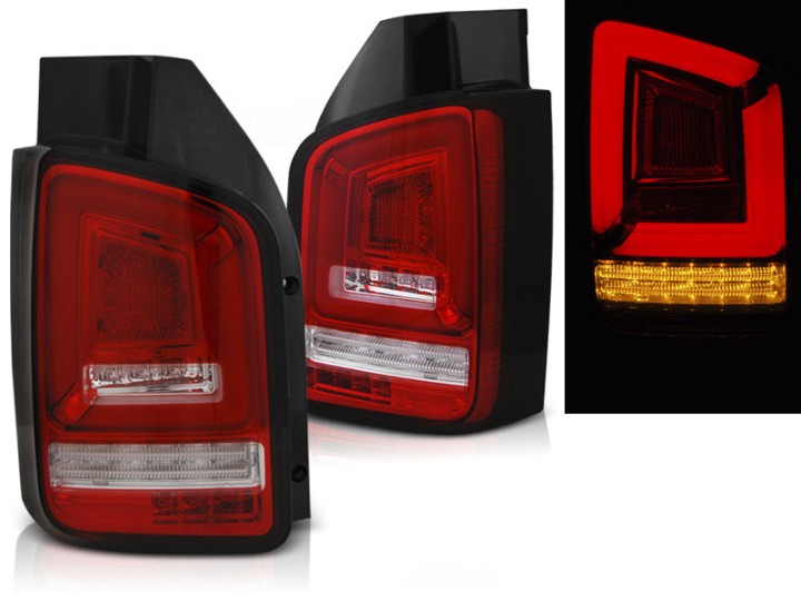 Full LED stražnja svjetla LedBar SEQ žmigavci (crvena/kristal) / Volkswagen T5.1 (04.2010-2015), LDVWL6