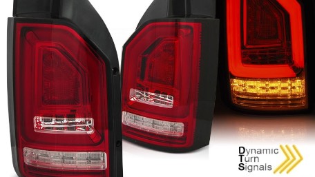 Full LED stražnja svjetla LedBar SEQ žmigavci (crvena/kristal) / VW Transporter Multivan Caravelle T6 (2015-2019), LDVWJ2