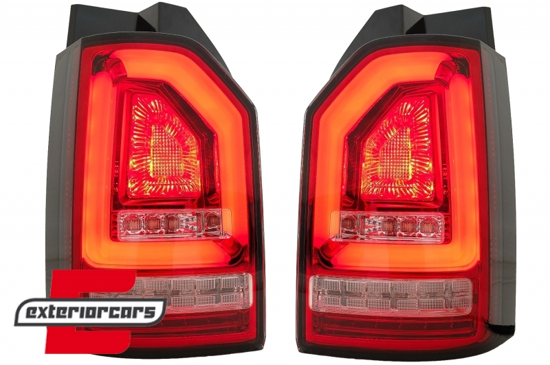 Full LED stražnja svjetla LedBar SEQ žmigavci (crvena/kristal) / VW Transporter Multivan Caravelle T6 (2015-2019), LDVWJ2