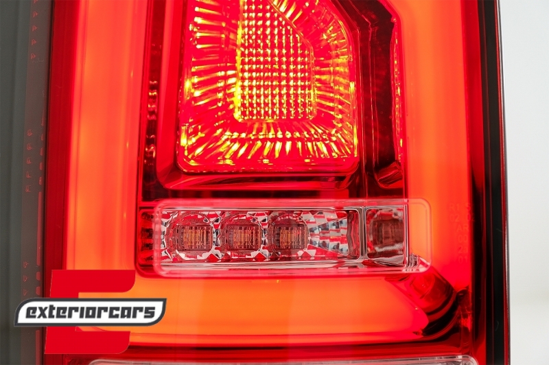 Full LED stražnja svjetla LedBar SEQ žmigavci (crvena/kristal) / VW Transporter Multivan Caravelle T6 (2015-2019), LDVWJ2