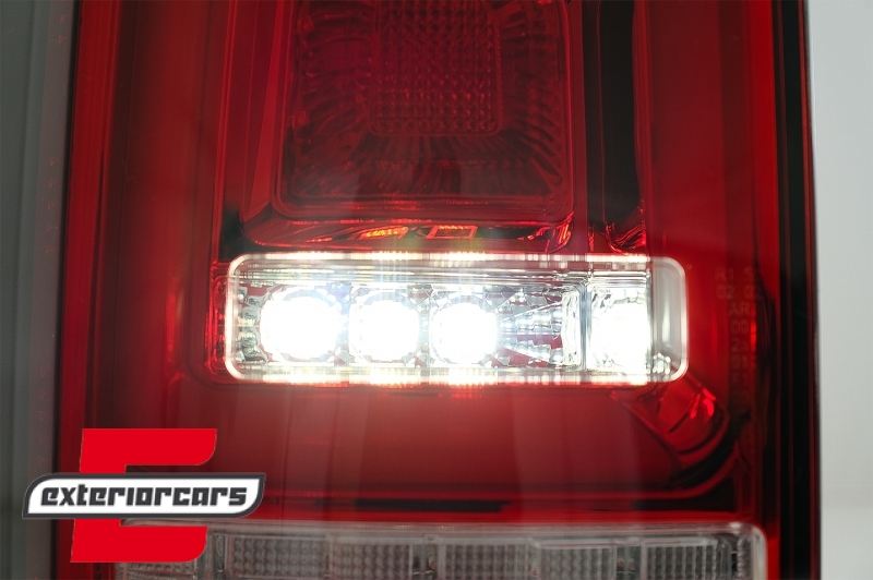 Full LED stražnja svjetla LedBar SEQ žmigavci (crvena/kristal) / VW Transporter Multivan Caravelle T6 (2015-2019), LDVWJ2