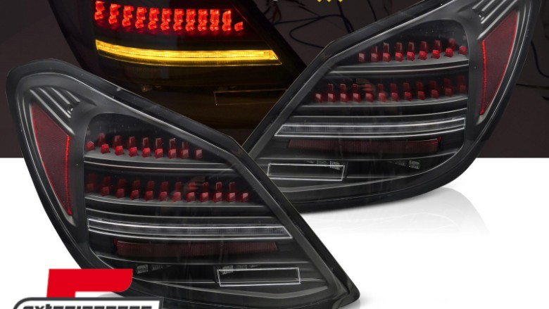 Full LED stražnja svjetla SEQ žmigavci (crna/crvena) / Mercedes C klasa W205 limuzina (2014-2021), LDMEH1