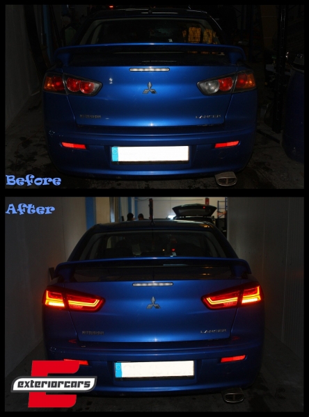 Full LED stražnja svjetla SEQ žmigavci (crvena) / Mitsubishi Lancer 8 limuzina (2007-2017), LDMI11