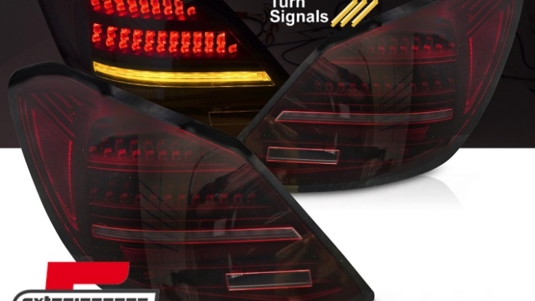 Full LED stražnja svjetla SEQ žmigavci (crvena/crna) / Mercedes C klasa W205 limuzina (2014-2021), LDMEG7