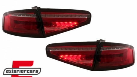 Full LED stražnja svjetla SEQ žmigavci (crvena/kristal) / Audi A4 B8 limuzina (2012-2015), LDAUG9