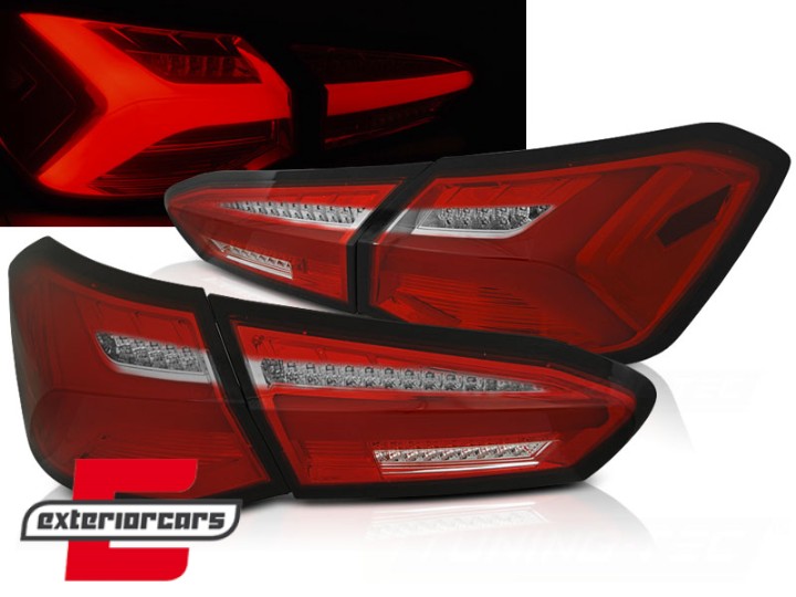 Full LED stražnja svjetla SEQ žmigavci (crvena/kristal) / Ford Focus 4 Hatchback (2018-2021), LDFO71