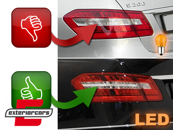 Full LED stražnja svjetla SEQ žmigavci (crvena/kristal) / Mercedes E-klasa W212 limuzina (2009-2013), LDMEB2