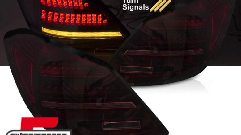 Full LED stražnja svjetla SEQ žmigavci (crvena/smoke) / Mercedes C klasa W205 limuzina (2014-2021), LDMEG8