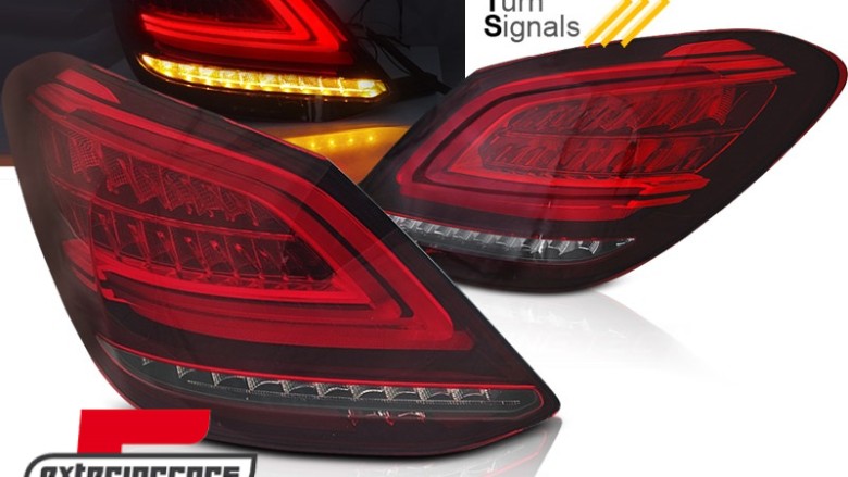 Full LED stražnja svjetla SEQ žmigavci Facelift dizajn (crvena/kristal) / Mercedes C-klasa W205 limuzina (2014-2018), LDMEC9
