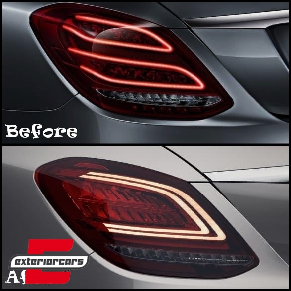 Full LED stražnja svjetla SEQ žmigavci Facelift dizajn (crvena/kristal) / Mercedes C-klasa W205 limuzina (2014-2018), LDMEC9
