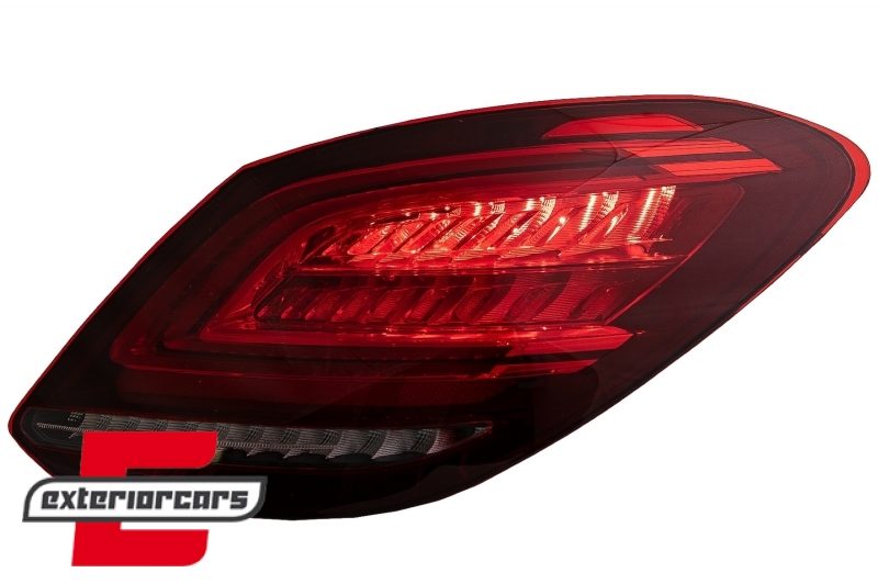 Full LED stražnja svjetla SEQ žmigavci Facelift dizajn (crvena/kristal) / Mercedes C-klasa W205 limuzina (2014-2018), LDMEC9