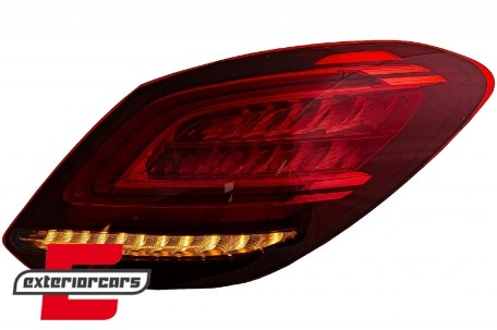 Full LED stražnja svjetla SEQ žmigavci Facelift dizajn (crvena/kristal) / Mercedes C-klasa W205 limuzina (2014-2018), LDMEC9