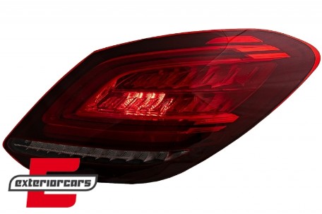 Full LED stražnja svjetla SEQ žmigavci Facelift dizajn (crvena/kristal) / Mercedes C-klasa W205 limuzina (2014-2018), LDMEC9