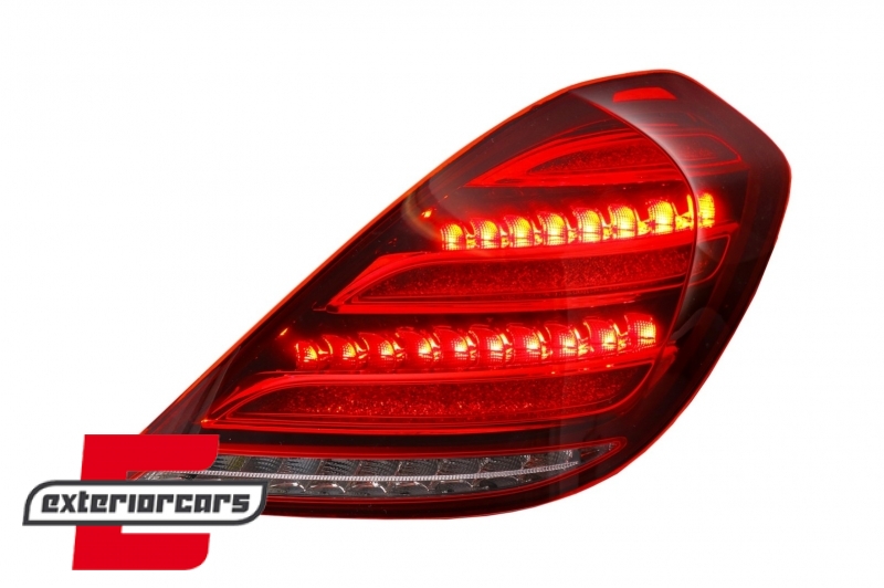 Full LED stražnja svjetla SEQ žmigavci Facelift dizajn (crvena/kristal) / Mercedes S-klasa W222 (2013-2017), TLMBW222F