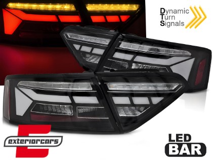 Full LED stražnja svjetla SEQ žmigavci LedBar dizajn (crna) / Audi A5 8T Facelift (2012-2016), LDAUJ2