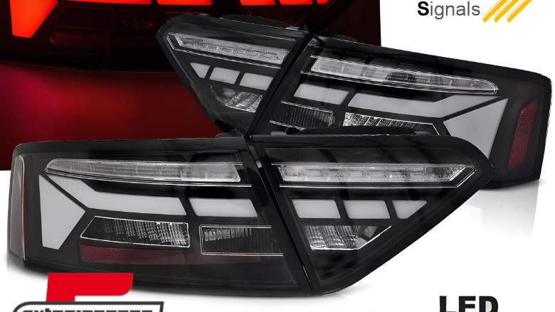 Full LED stražnja svjetla SEQ žmigavci LedBar dizajn (crna) / Audi A5 8T Facelift (2012-2016), LDAUJ6